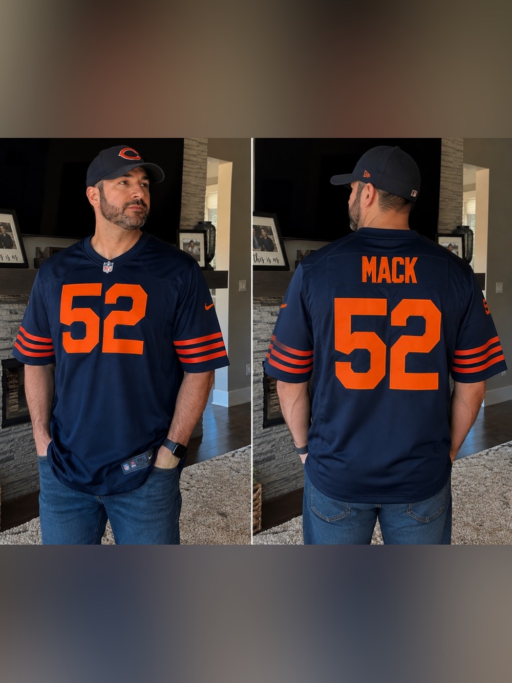 Chicago Bears Navy & Orange #52 Mack  Men's Jersey